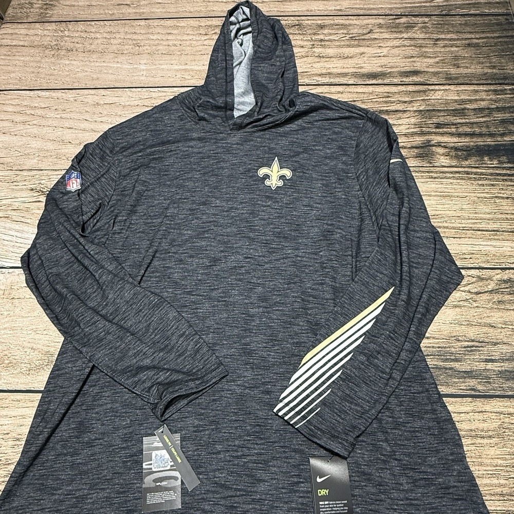 Nike New Orleans Saints Hoodie Mens 2XL Gray NFL Dri-FIT On Field AR8492-010 NWT